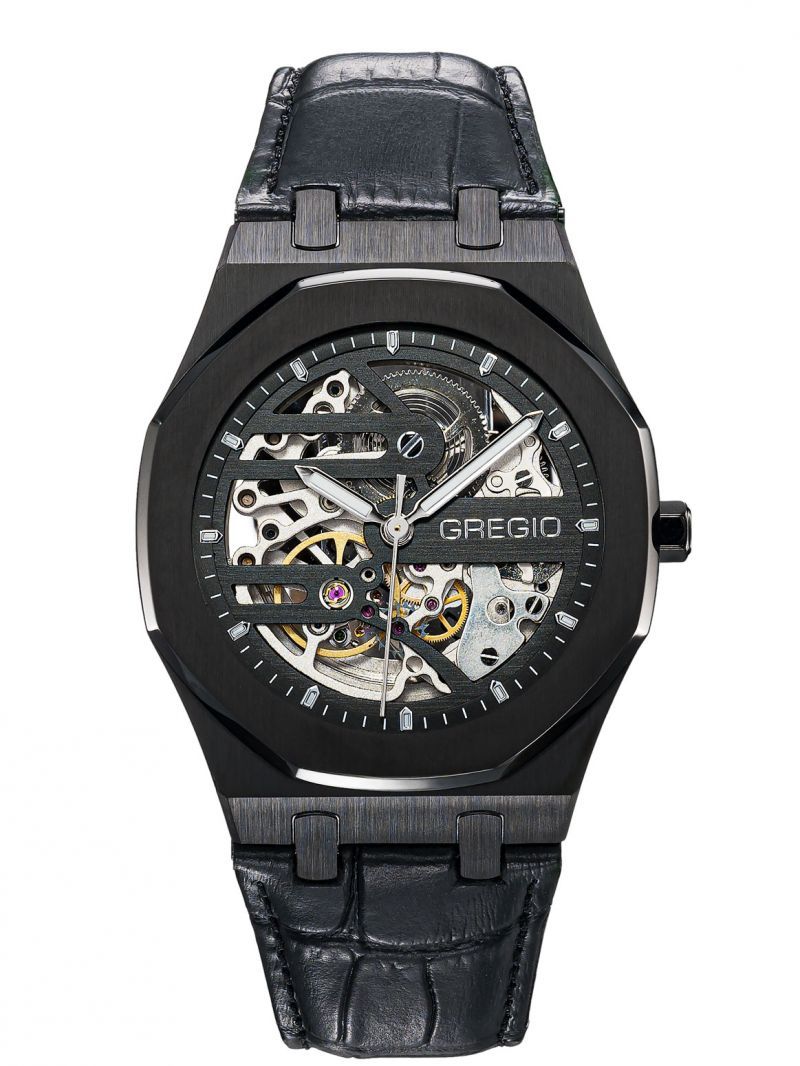 Φωτογραφία από GREGIO The Skeleton Automatic Black Leather Strap GM100050